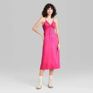 Wild Fable BERRY PINK Tie Back Slip Dress Size XL
